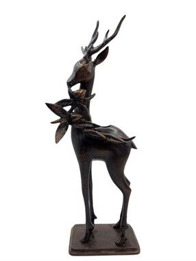 Vintage Bronze Reindeer Statue